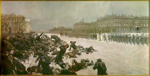 Begynnelsen av den russiske revolusjonen i 1905: "" Skyting på Palace Square 22. januar