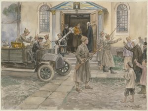 Rekvisisjon av kirkeskattene i Petrograd 5. mai 1922 fra serien av akvareller Russland av Ivan Alexeyevich Vladimirov