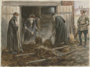 Russiske prester som måker høy: september 1918 fra serien med akvareller russisk revolusjon, 19 av Ivan Alexeyevich Vladimirov