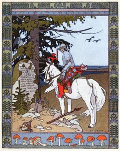 Tsarevitch Ivan, Ildfuglen og den grå ulven, ca. 1899 (litografi) av Ivan Yakovlevich Bilibin