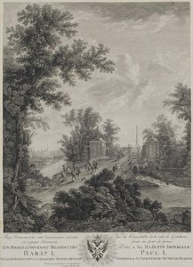Utsikt over Connetable Square fra Stone Bridge i Gatchina, 1800 av Ivan Dmitryevich Telegin