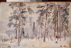 Frost (Rimfrost) - Maleri av Ivan Ivanovich Shishkin (Shishkin) (1832-1898), olje på lerret, ca. 1890 - Russisk kunst, 1800-talls landskap - Tretyakov-statlige galleri, Moskva av Ivan Ivanovich Shishkin