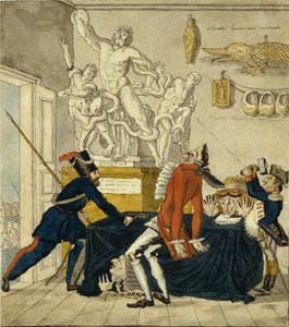 Napoleon Bonaparte selger stjålne varer, 1813 av Ivan Ivanovich Terebenev