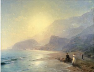 Alexander Pushkin og prinsesse Maria Raevskaya nær Gurzuf, 1886 av Ivan Konstantinovich Aivazovsky