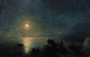 Gamle greske poeter ved vannkanten i måneskinn, 1886 av Ivan Konstantinovich Aivazovsky