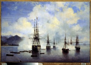 Landingen av general Nikolai Nikolaievitch Raievsky, i Subashi (Ukraina), i juli Episode av erobringen av Kaukasus. Maleri av Ivan Konstantinovich Aivazovsky (Ivan Konstantin av Ivan Konstantinovich Aivazovsky