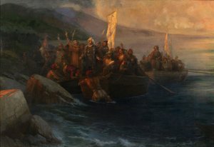 Ilandstigningen av Christopher Columbus på San Salvador, 12. oktober 1492, 1892 av Ivan Konstantinovich Aivazovsky