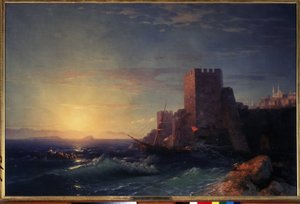 Tårn på klippene nær Bosporos (utsikt fra Rumeli Hisari-festningen i Istanbul) (Tårn på klippene nær Bosporos). Maleri av Ivan Konstantinovich Aivazosky (Ayvaovsky av Ivan Konstantinovich Aivazovsky