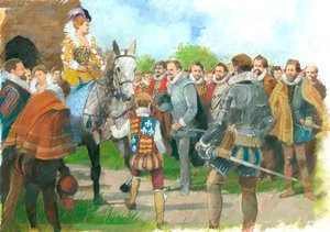 Elizabeth I blir ønsket velkommen til Kenilworth Castle, 1570-tallet, c1990-2010 av Ivan Lapper