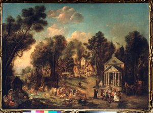 Temple Celebration - Maleri av Ivan Michailovich Tankov (Tonkov) (1740-1799), olje på lerret av Ivan Michailovich Tankov