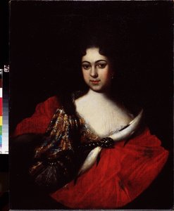 Portrett av keiserinne Praskovia Ivanovna (1694-1731), niese av Pierre I Le Grand (1672-1725) og datter av Ivan V (1666-1696). (Portrett av Tzarevna Praskovya Ivanovna, niese til Peter den store). Peinture av Ivan Nikitich Nikitin (Nikitine) (vers 1680-apr