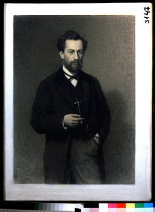 Portrett av kunstneren Mikhail Konstantinovich Klodt baron von Jurgensburg (Michail Clodt, Michael Konstantinow Clodt) (1832-1902) (Portrett av kunstneren M.K.Clodt). Maleri av Ivan Nikolayevich Kramskoi (1837-1887), olje på lerret av Ivan Nikolaevich Kramskoy