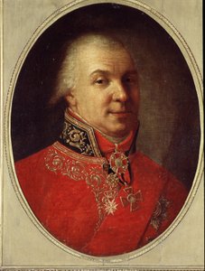 Portrett av poeten Gavrill R. Derzhavin (Gavril eller Gavrila Derzhavin) (1743-1816) (Portrett av poeten Gavrill R.Derzhavin). Maleri av Ivan Petrovich Argunov (Argunov) (1729-1802). Olje på lerret, 61 x 50 cm, før 1801. Russisk kunst, 1700-tallsportrett.