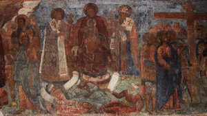 Freske i katedralen til Vår Frue av skiltet, Novgorod, tidlig på 1700-tallet. av Ivan Yakovlevich Bakhmatov