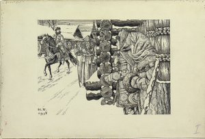 Moscow Street på 1500-tallet, 1938 av Ivan Yakovlevich Bilibin