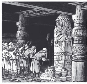 Tilbedelsen av guden Svetovid, 1934 av Ivan Yakovlevich Bilibin