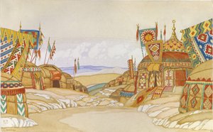 Den polovtsiske leiren. Scenedesign for operaen Prince Igor av A. Borodin, 1930 av Ivan Yakovlevich Bilibin