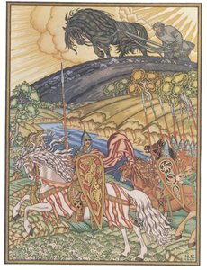 Volga Svyatoslavich og Mikula Selyaninovich, 1940 av Ivan Yakovlevich Bilibin