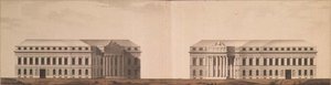 Plan for plassen foran Admiralitetet, ca. 1770 (penn, pensel, blekk og akvarell) av Ivan Yegorovich Starov