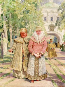 Mor og datter kommer tilbake fra kirken av Ivanovich Vasili Navazov