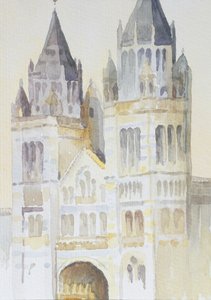 Hovedinngangen til The Natural History Museum, London, dagtid, 1994 (wc på papir) av Izabella Godlewska de Aranda