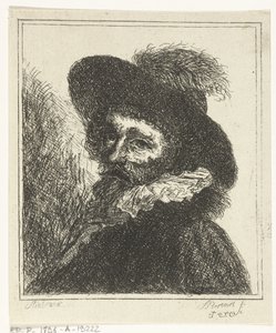 Mannsportrett med hatt av J.B. Bernaert