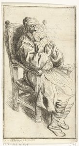 Gammel mann sitter i en lenestol av J.B. Bernaert