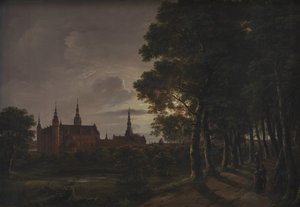 Frederiksborg slott ved måneskinn av Johan Christian Dahl