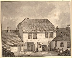 Gårdsinteriør fra Sorø av Johan Christian Dahl