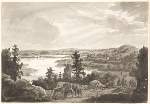 Utsikt over en innsjø, Norge av Johan Christian Dahl