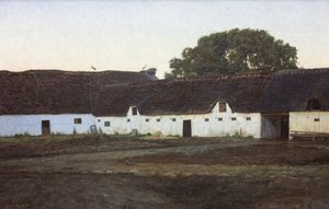 En gård i Vendsyssel. Solnedgang av J.C. Schlichtkrull