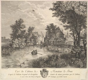 River Landscape etter maleriet i kabinettet til Mr. Poullain, 1780. av JF Borgnet