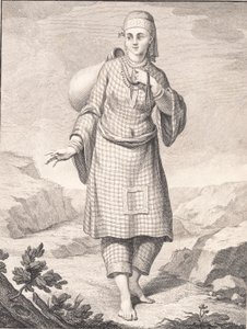 En arabisk kvinne henter vann av J.F. Clemens