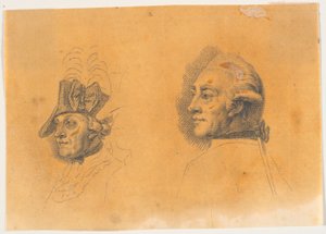 Forberedelse til to av hodene til pinnen: Frederik den store rir hjem etter revy i Potsdam av J.F. Clemens