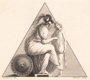 Vignetten som viser Pallas Athene som gir liv til en ung mann av J.F. Clemens