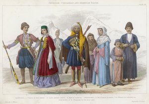 georgiske, sirkassiske og armenske raser (farget gravering)