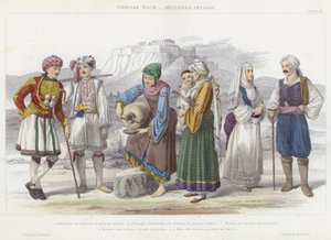 Grecian Race, Hellenes, Pelasgi (farget gravering)