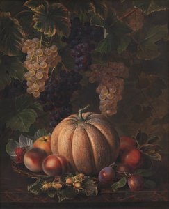 Ulike frukter, inkludert melon og druer av J.L. Jensen