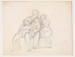 Figurgruppe. Kvinne og 3 barn av J.L. Lund
