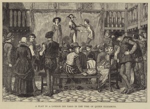 Et skuespill i en London Inn Yard i dronning Elizabeths tid