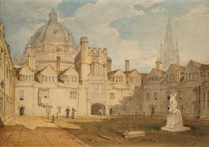 En utsikt fra innsiden av Brazen Nose College Quadrangle, Oxford, 1803-1804 av Joseph Mallord William Turner