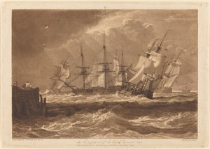 Ships in a Breeze, utgitt 1808. av Joseph Mallord William Turner