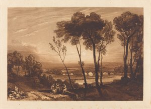 The Bridge in Middle Distance, utgitt 1808. av Joseph Mallord William Turner