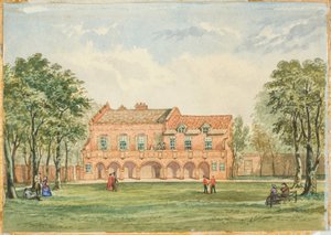 Old Forth House, Newcastle (kroppsfarge, blyant og wc om bord) av J.R. Dewar