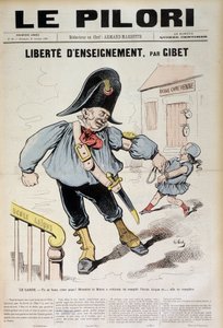 Undervisningsfrihet av Gibet: The Guard - Du kan skrike pappa! Ordføreren har beordret å fylle Laique-skolen og... den vil bli fylt (karikatur på Laique-skolen), cover av "" Le Pilori"" av 31. oktober