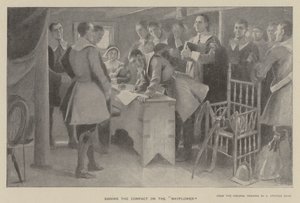 Signering av kompakten på "Mayflower" (litho)