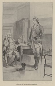 Washington og guvernør Dinwiddie (litho) av J. (after) Steeple Davis