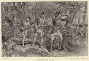 Washingtons første seier (litho) av J. (after) Steeple Davis