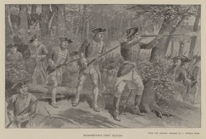 Washingtons første seier (litho) av J. (after) Steeple Davis