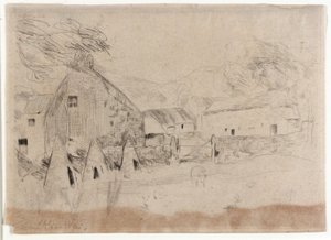 Gårdsplass - Isle of Man av J. Alden Weir